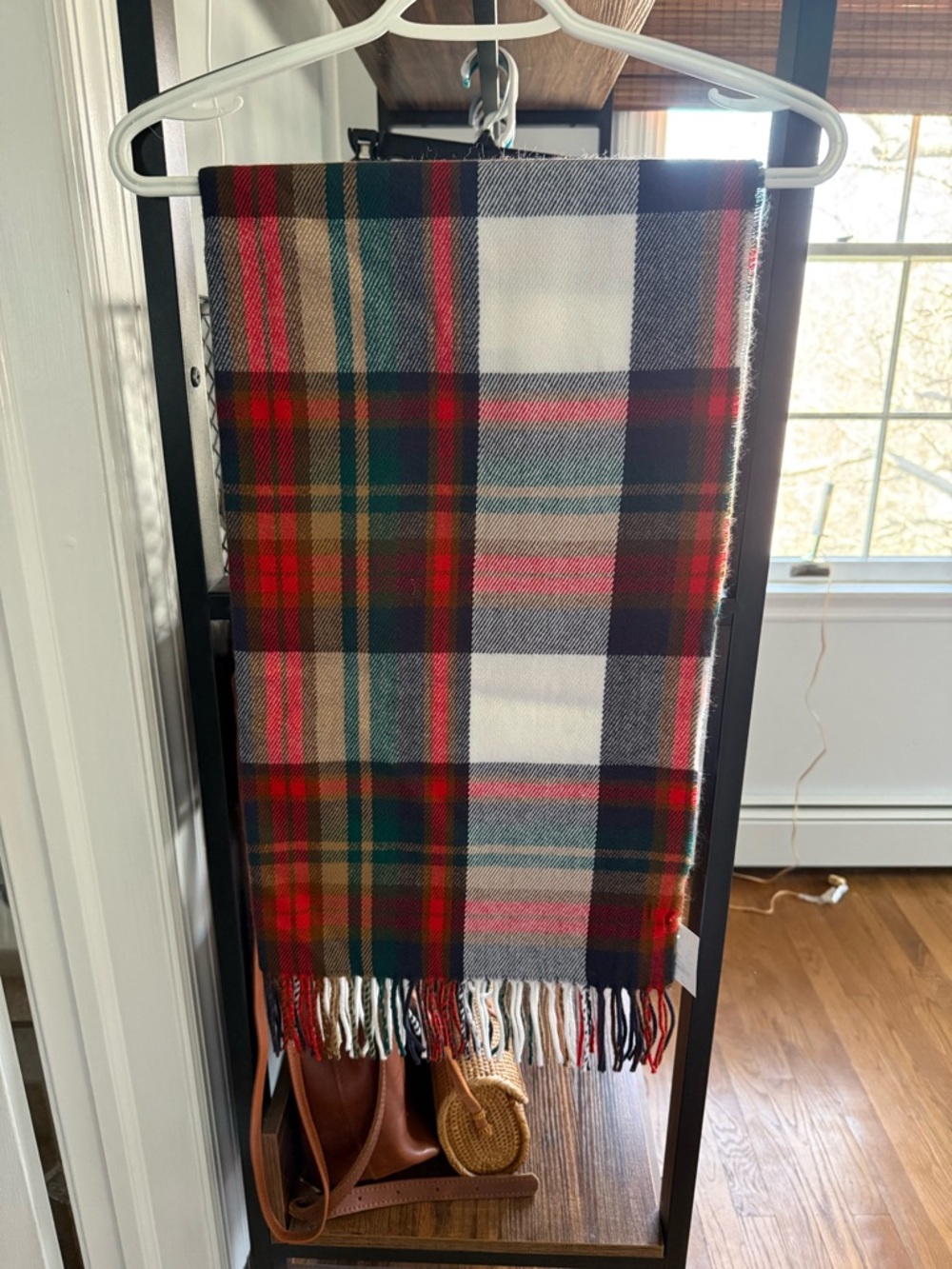 J. Crew Red, Green, White Plaid Holiday Scarf